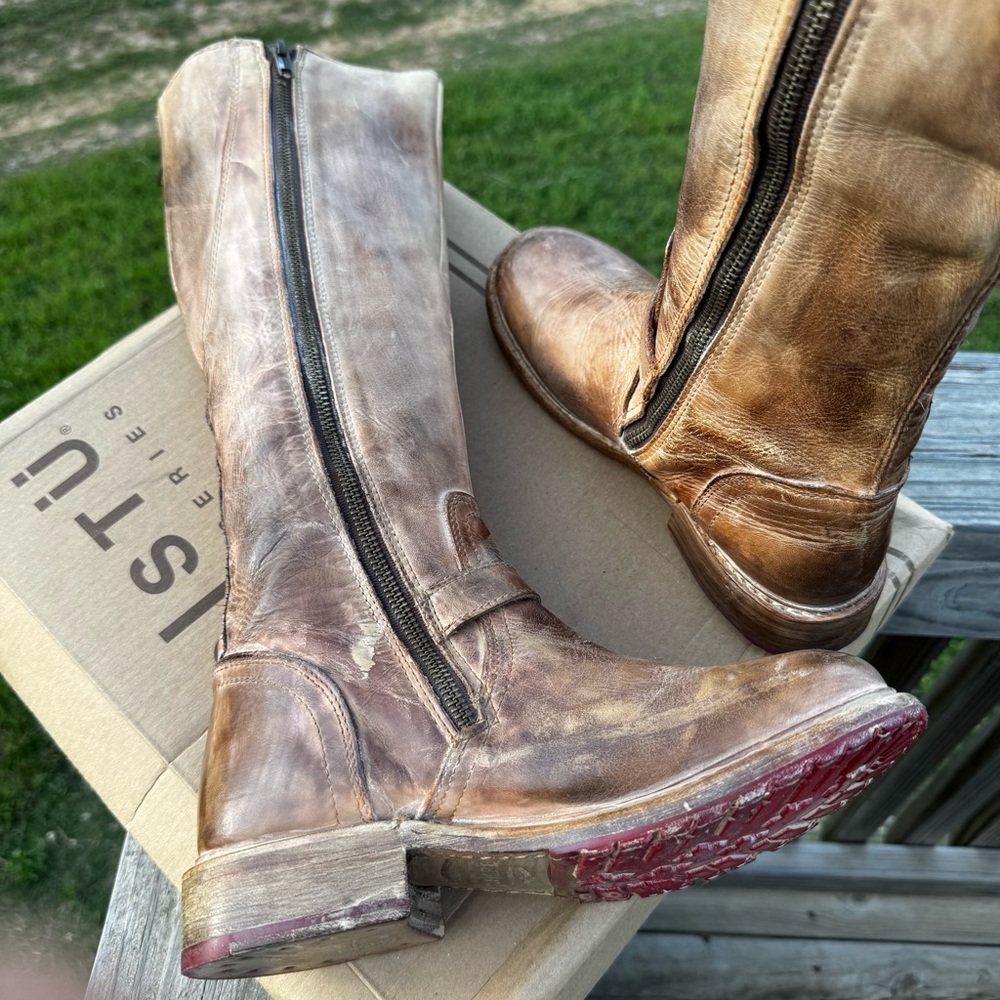 Bed Stu Brown Glaye Knee-High Heeled Boots - Picture 3 of 5